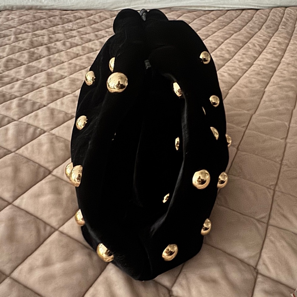 Maeve Black Velvet Clutch with Gold Studs - Picture 7 of 7